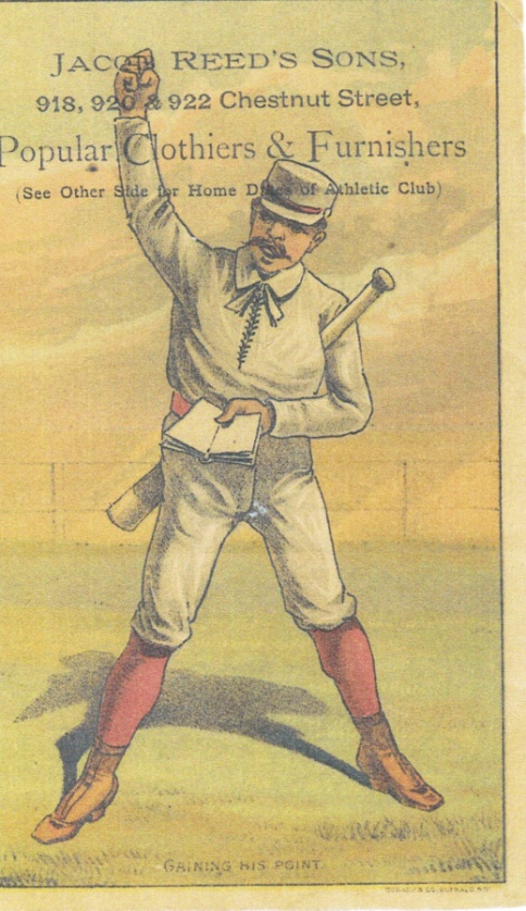 Gaining His Point baseball advertising trade card