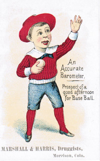 Sample baseball advertising trade card from Set H 804-38