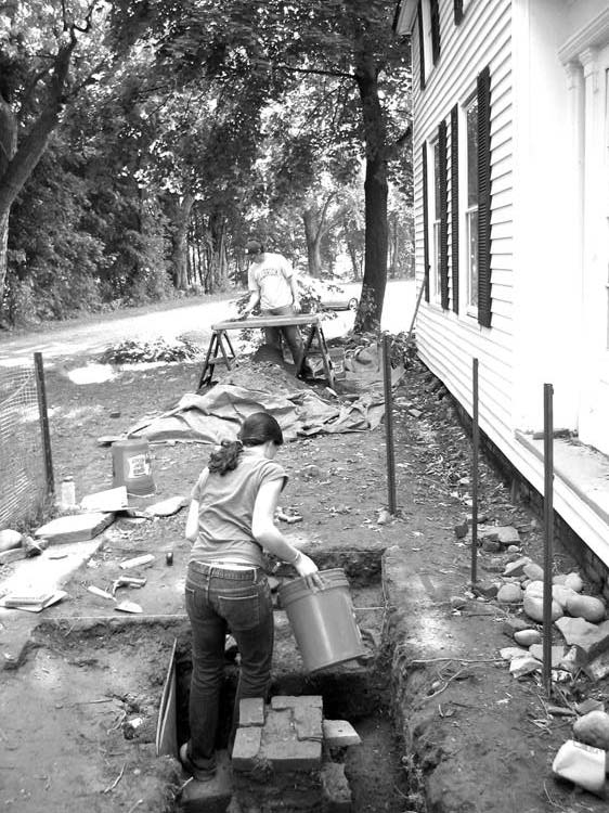 Photograph of the porch excavations at the Flint House