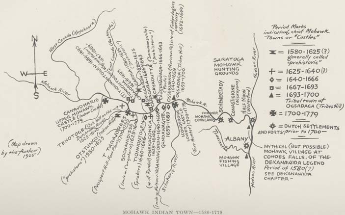 Map of Mohawk Indian Towns